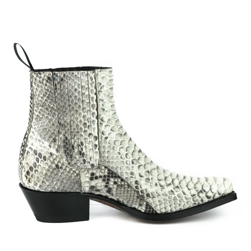 Damen Urban Stiefeletten 2496 Exotisches Leder Weiß