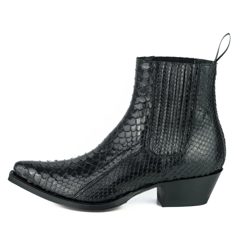 Urban Stiefeletten Damen 2496 Exotisches Leder Schwarz