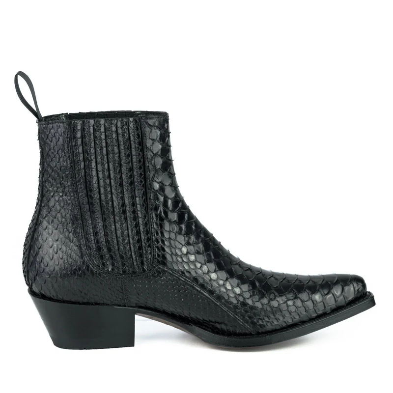 Urban Stiefeletten Damen 2496 Exotisches Leder Schwarz