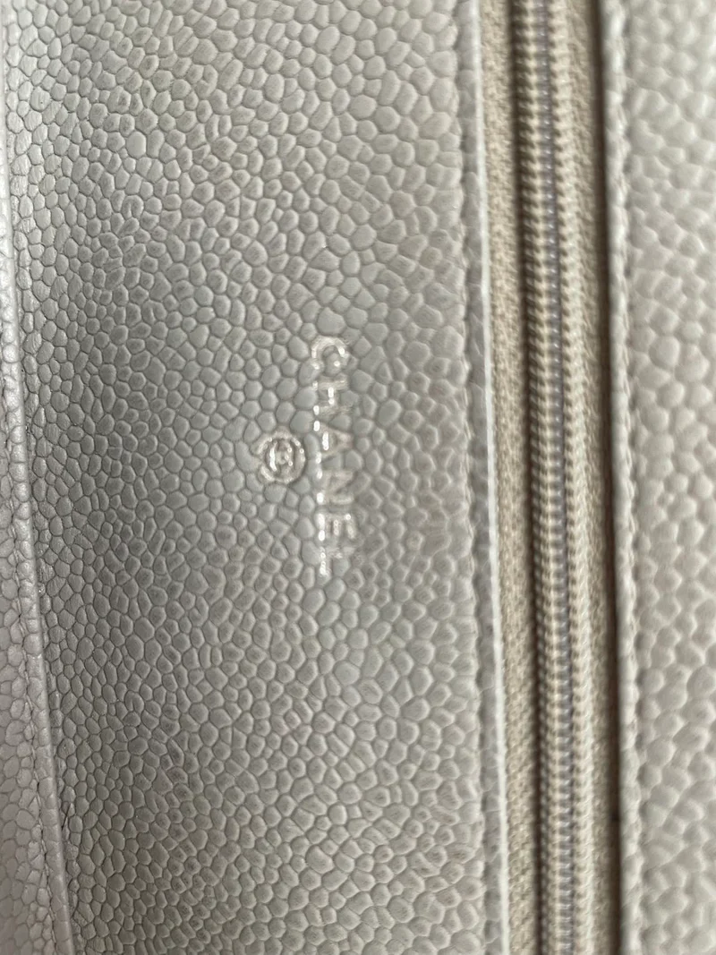 Chanel Grey Caviar Classic Wallet On Chain WOC Silber 2012