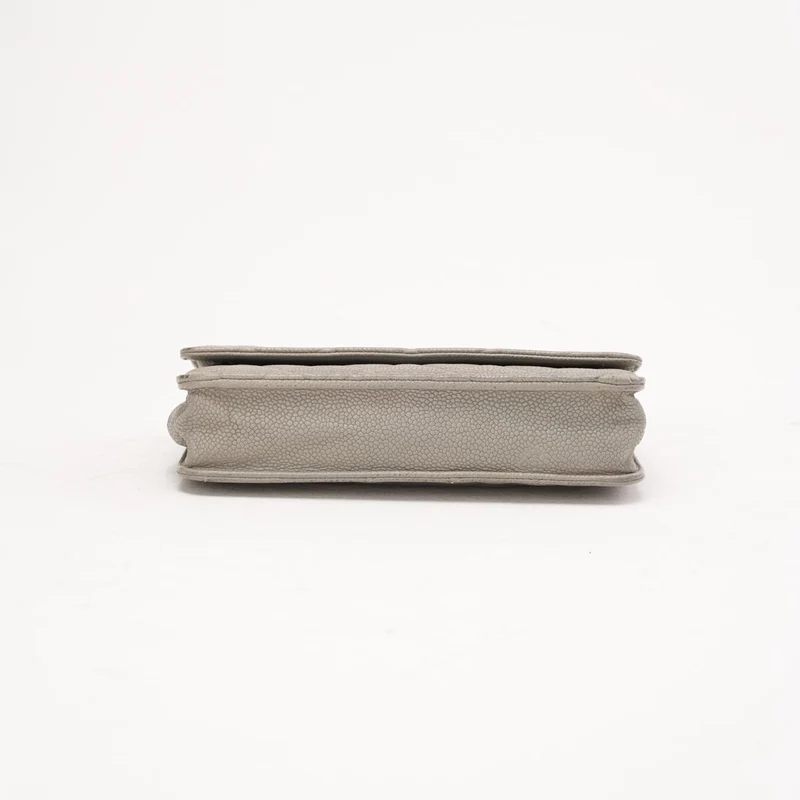 Chanel Grey Caviar Classic Wallet On Chain WOC Silber 2012