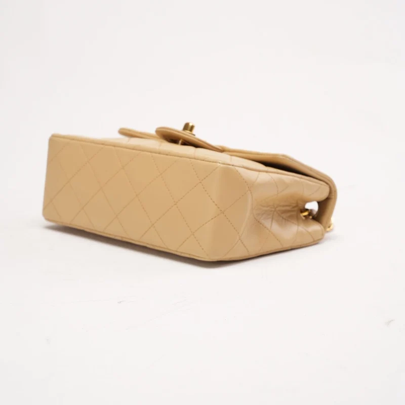 Chanel Vintage Mini Square Classic Flap Bag, Lammbeige, 1991