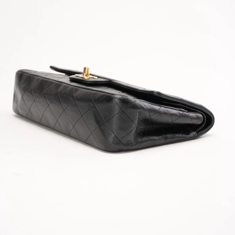 Chanel Vintage Lammleder Medium Classic Double Flap Bag Schwarz 2003