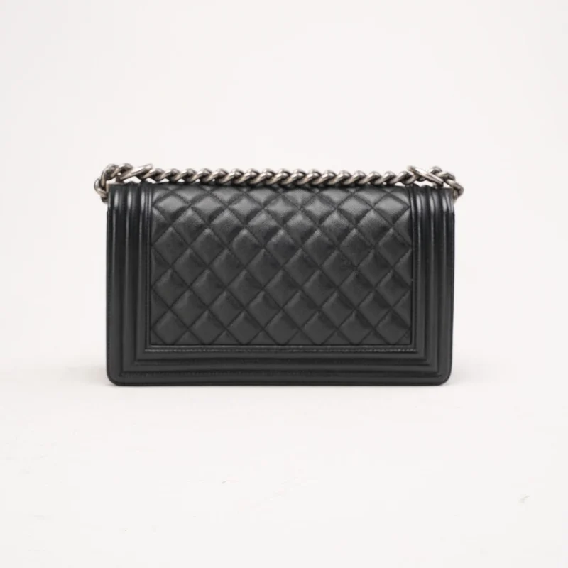 Chanel Medium Boy Flap Black Caviar Silver Hardware 2018
