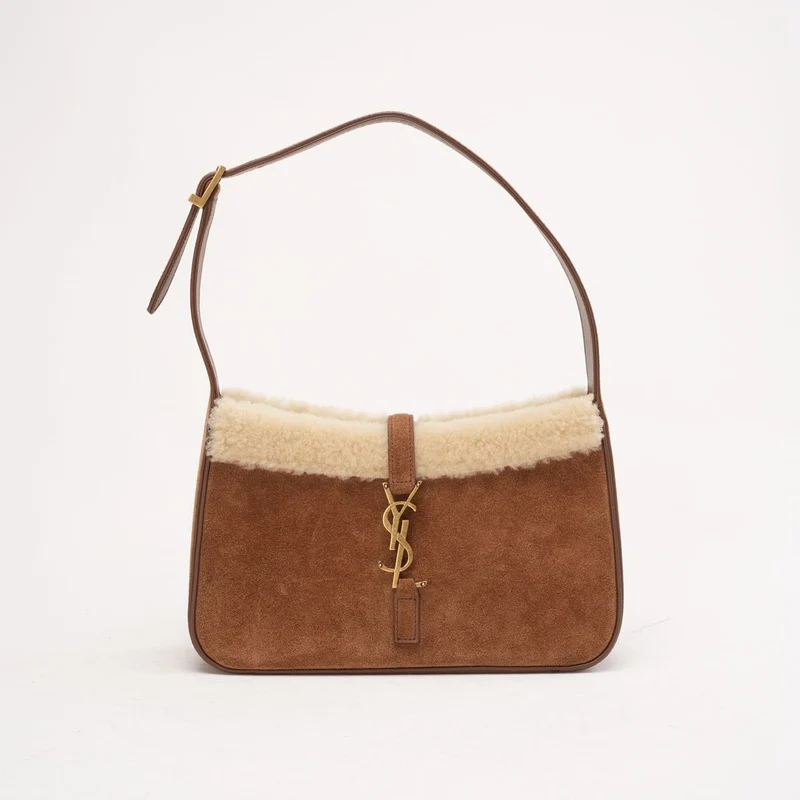 Saint Laurent Le 5à 7 Hobo-Tasche aus Wildleder und Shearling 2022