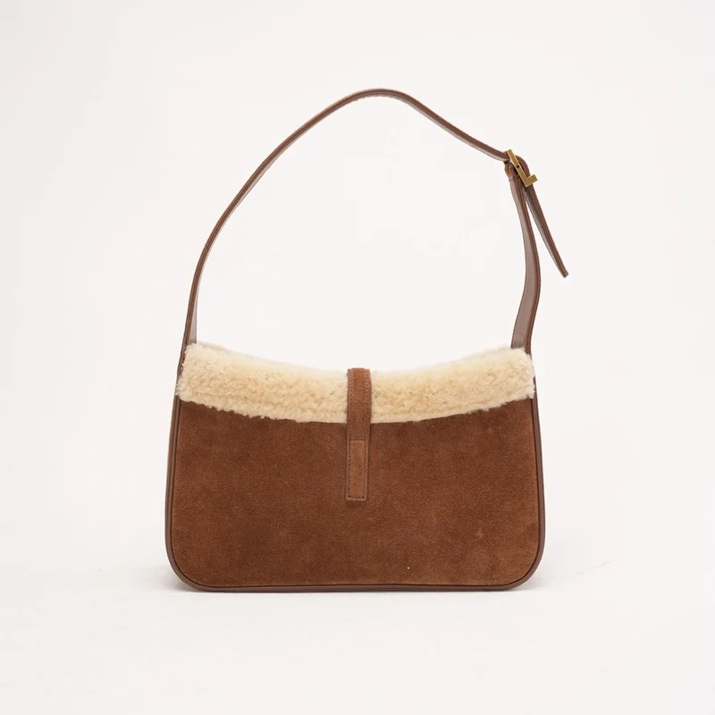 Saint Laurent Le 5à 7 Hobo-Tasche aus Wildleder und Shearling 2022