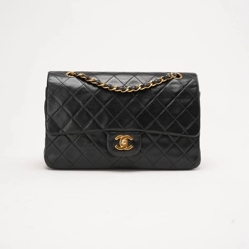 Chanel Vintage Medium Classic Double Flap Lammleder, Schwarz, 1997