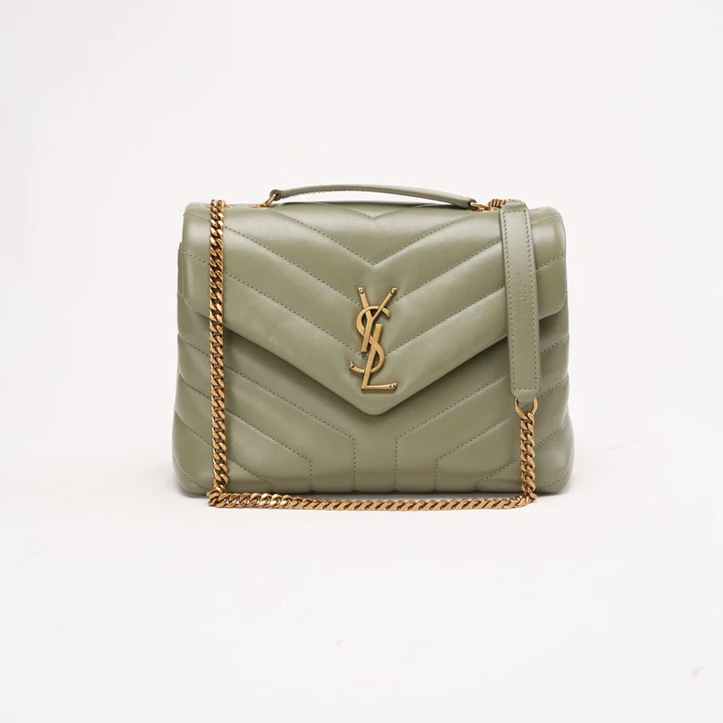 Saint Laurent Loulou Henkeltasche aus hellgrünem Leder, Modell 2022