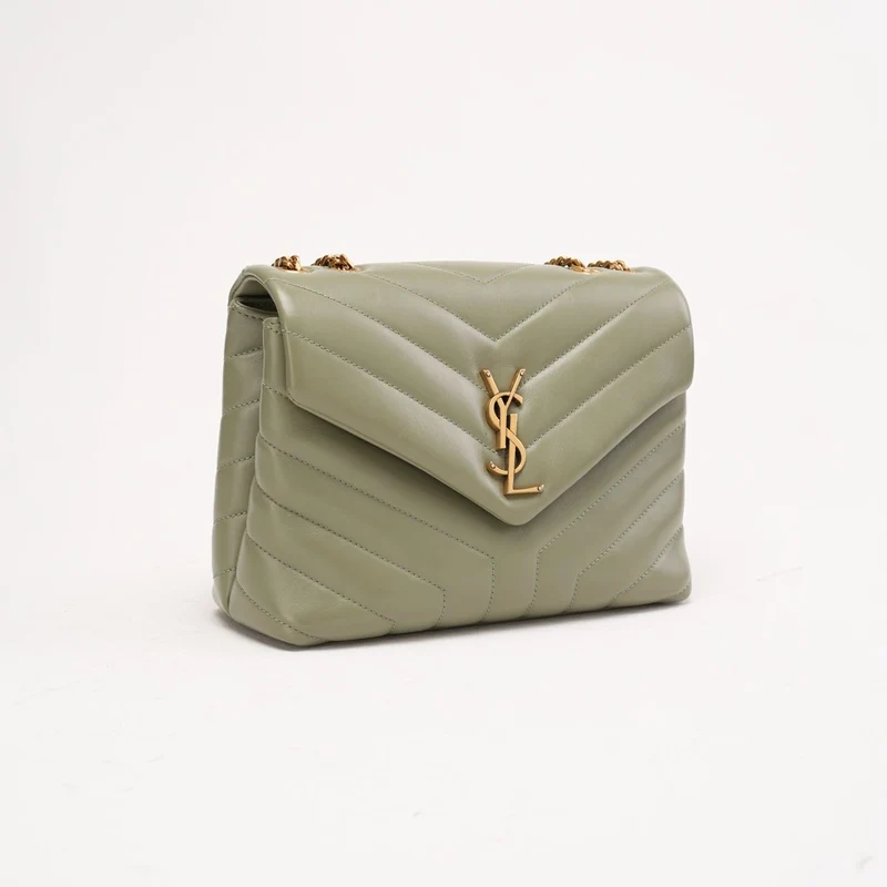 Saint Laurent Loulou Henkeltasche aus hellgrünem Leder, Modell 2022
