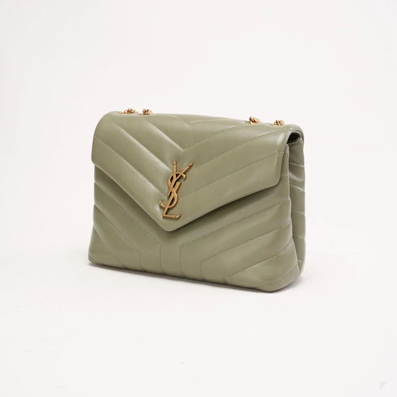 Saint Laurent Loulou Henkeltasche aus hellgrünem Leder, Modell 2022