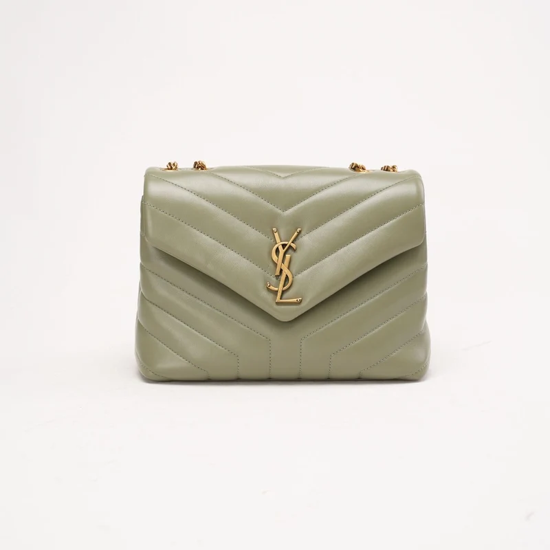 Saint Laurent Loulou Henkeltasche aus hellgrünem Leder, Modell 2022