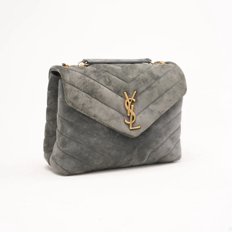 Saint Laurent Kleine LouLou Tasche aus grauem Wildleder 2022