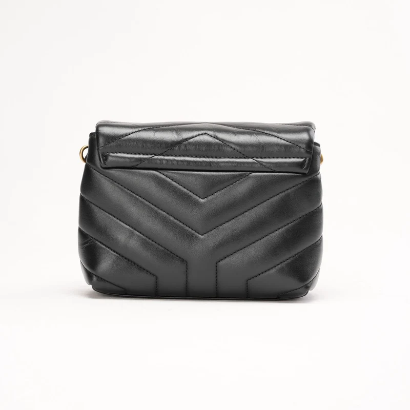 Saint Laurent Schwarze Loulou Toy Crossbody-Tasche aus Leder mit goldener Hardware, Modelljahr 2024