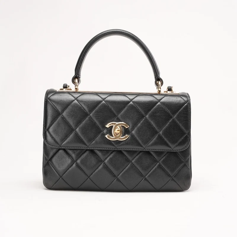 Chanel Schwarze kleine Trendy CC Schultertasche aus Lammleder 2018
