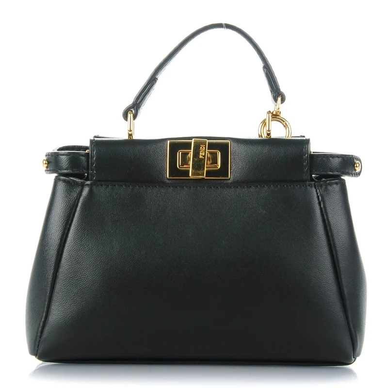 Fendi Schwarze Micro Mini Peekaboo Umhängetasche