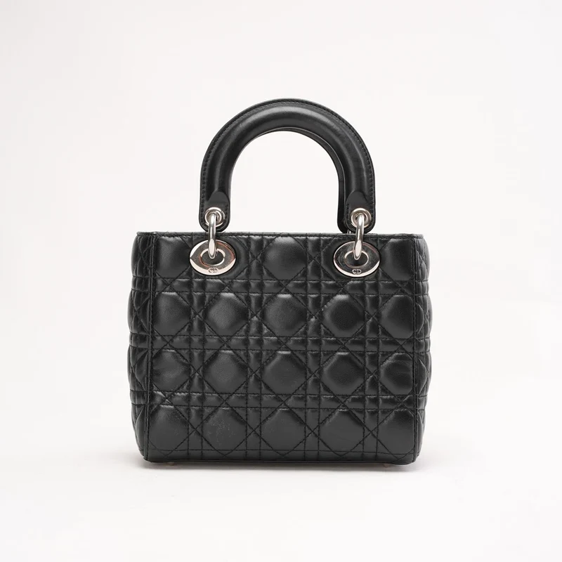 Christian Dior Schwarze kleine Lady Dior Tasche aus Cannage-Lammleder 2016