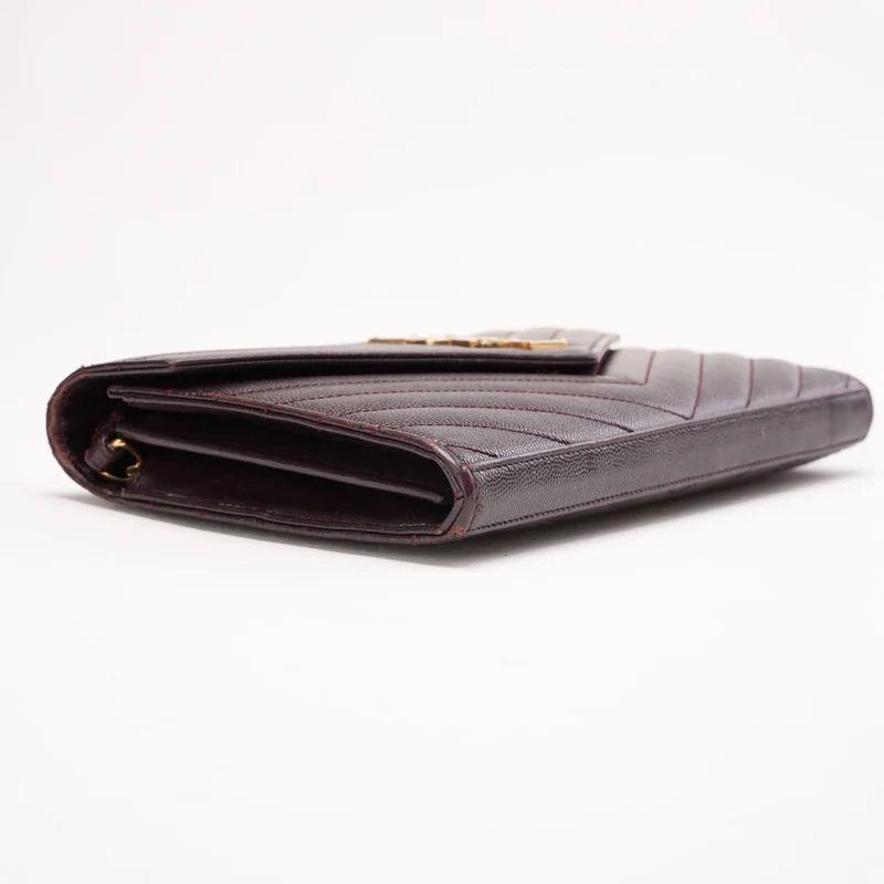 Saint Laurent Burgundy Monogram Envelope Medium Wallet on Chain 2014