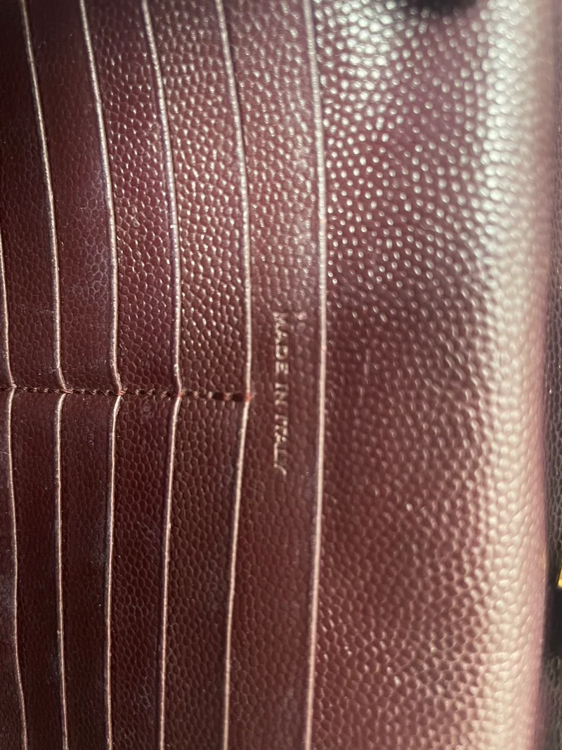 Saint Laurent Burgundy Monogram Envelope Medium Wallet on Chain 2014