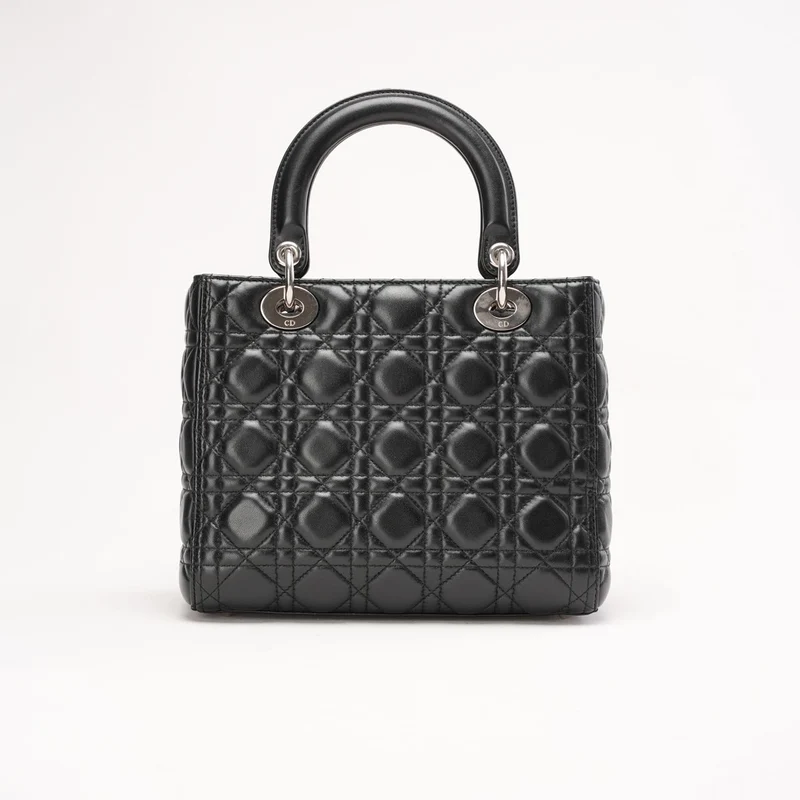 Christian Dior Medium Lady Dior Tasche aus Leder, Schwarz, 2014