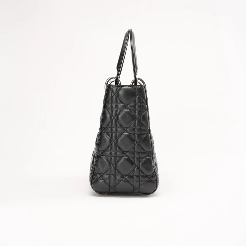 Christian Dior Medium Lady Dior Tasche aus Leder, Schwarz, 2014