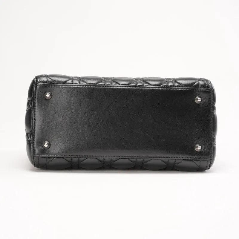 Christian Dior Medium Lady Dior Tasche aus Leder, Schwarz, 2014