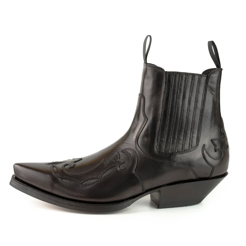 Cowboy Country Western Stiefeletten für Herren und Damen 1931 aus schwarzem Leder