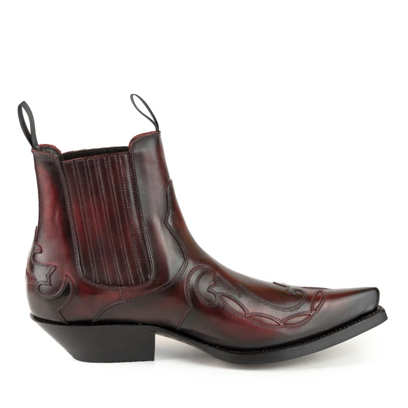 Cowboy Country Western Stiefeletten für Herren und Damen 1931 aus dunkelrotem Leder