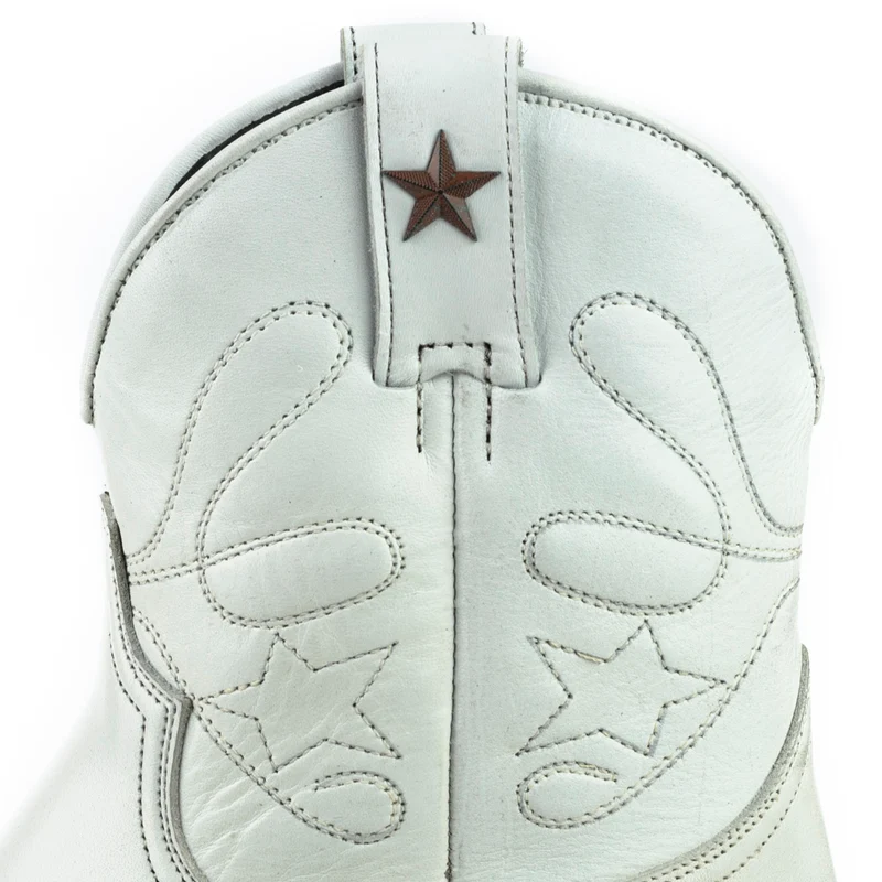 Cowboy Country und Western Damen Stiefeletten 2374 Weißes Leder