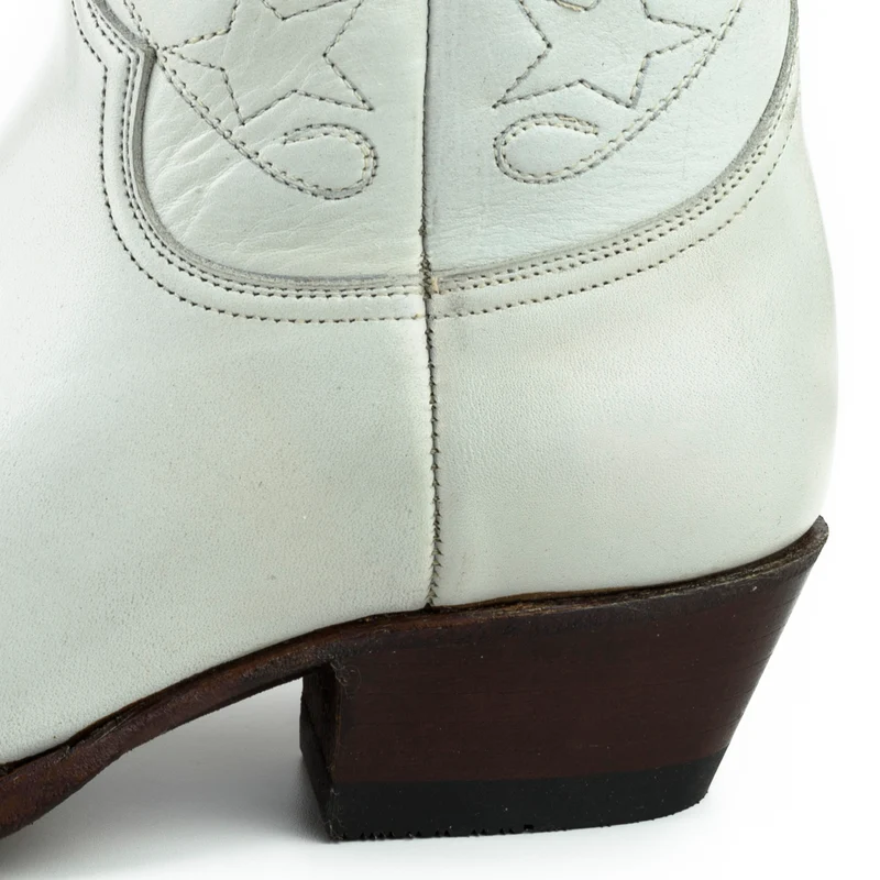 Cowboy Country und Western Damen Stiefeletten 2374 Weißes Leder