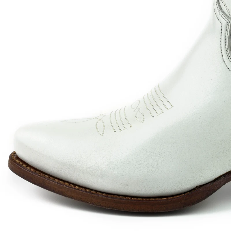 Cowboy Country und Western Damen Stiefeletten 2374 Weißes Leder