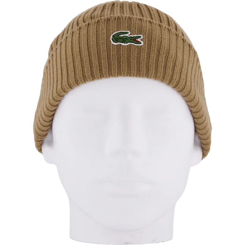 Rib Knit Brushed Wool Beanie Brown Dpc