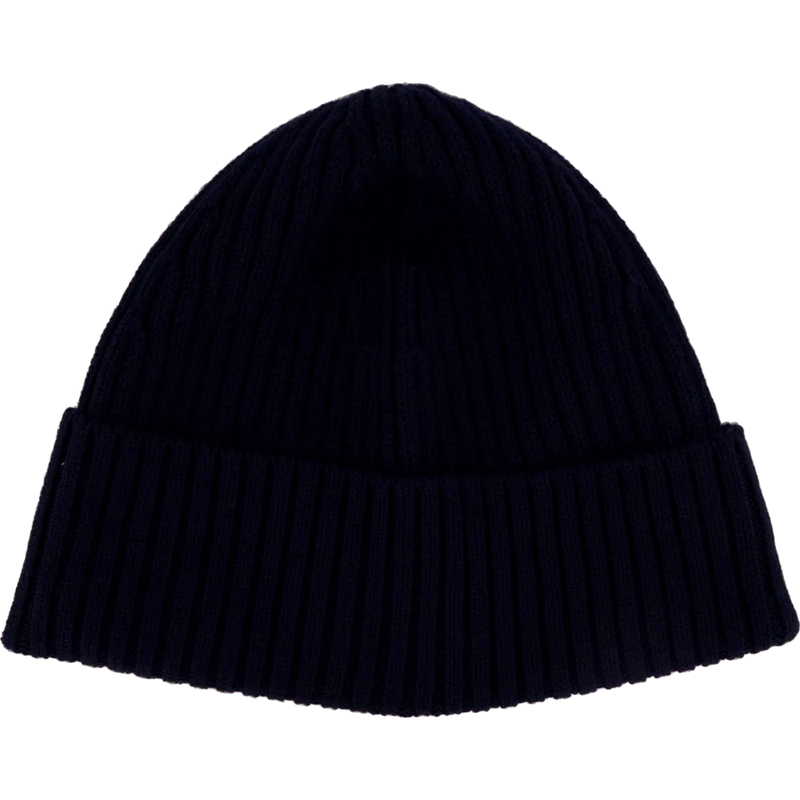 Rib Knit Brushed Wool Beanie Navy Blue