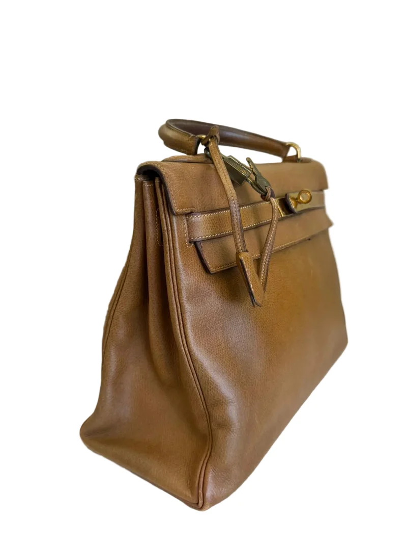 Hermes Vintage Kelly 32 Courchevel Leder Gold 1978