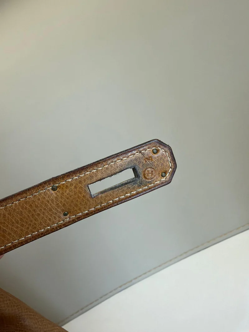 Hermes Vintage Kelly 32 Courchevel Leder Gold 1978