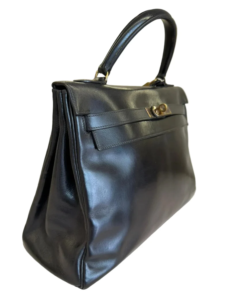 Hermes Vintage Kelly 32 Box Leder Schwarz 1945