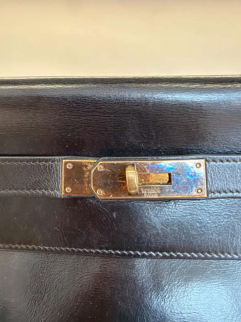 Hermes Vintage Kelly 32 Box Leder Schwarz 1945