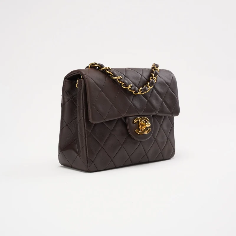 „Seltene“ Chanel Timeless Mini Square Flap, Lammbraun, 1994