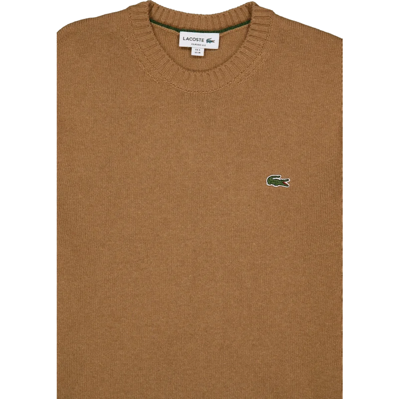 Carded Wool Crew Neck Sweater White Tuy