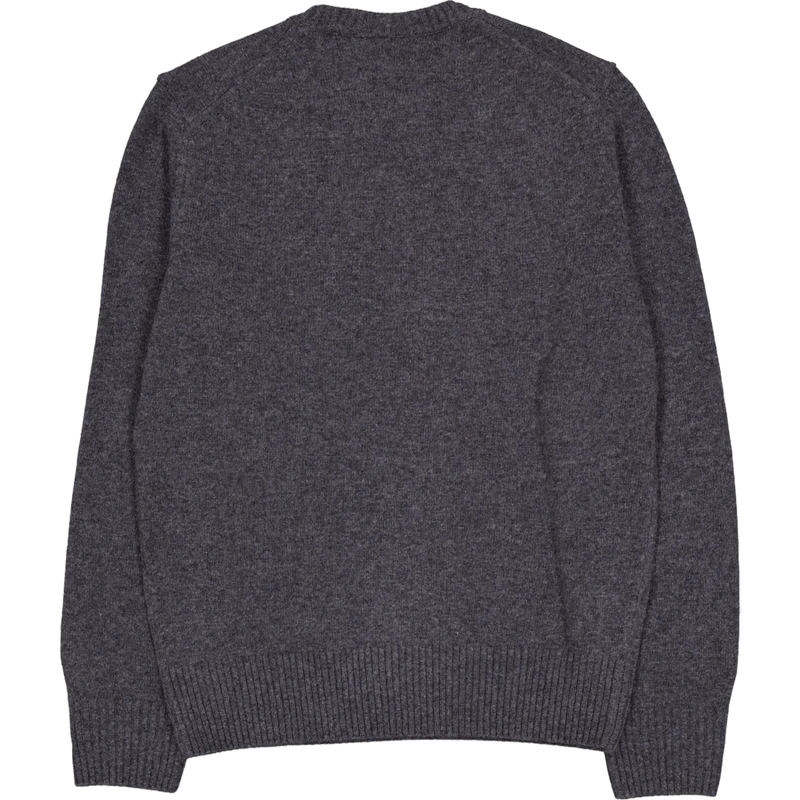 Carded Wool Crew Neck Sweater Heathered Grey