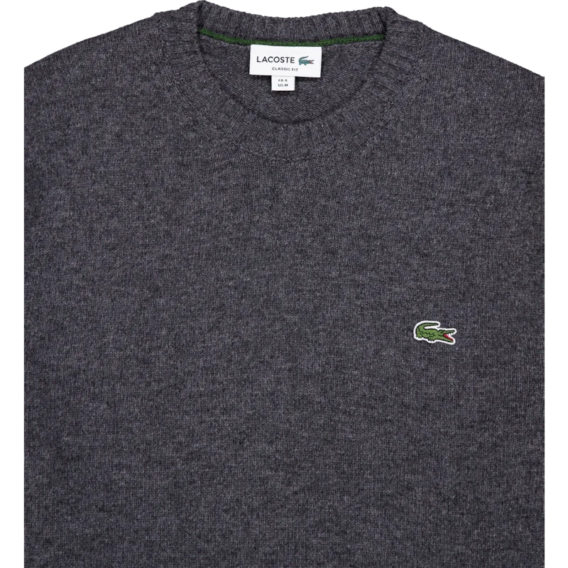 Carded Wool Crew Neck Sweater Heathered Grey