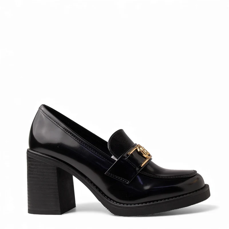 Europeon Union Women Black Leather Shoes #4637