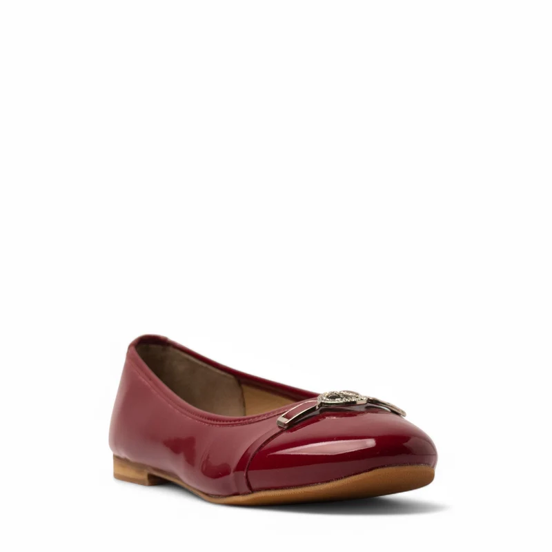 Women Maroon Vernis Leather Ballerina #3678