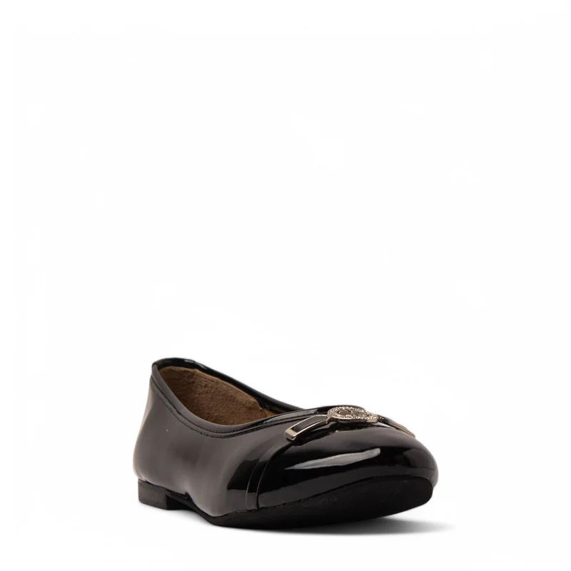 Women Black Vernis Leather Ballerina #3677