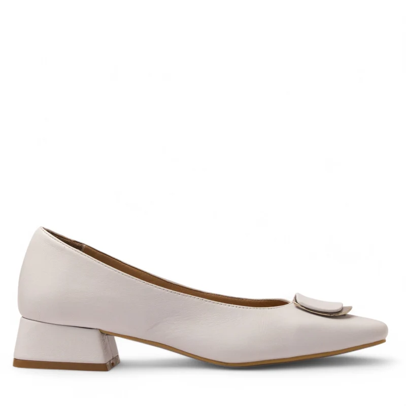 Women White Leather Shoe #3671