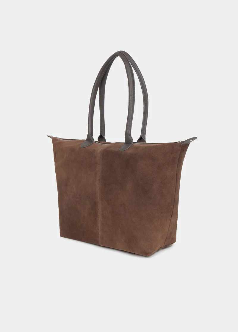 Suede shopper bag