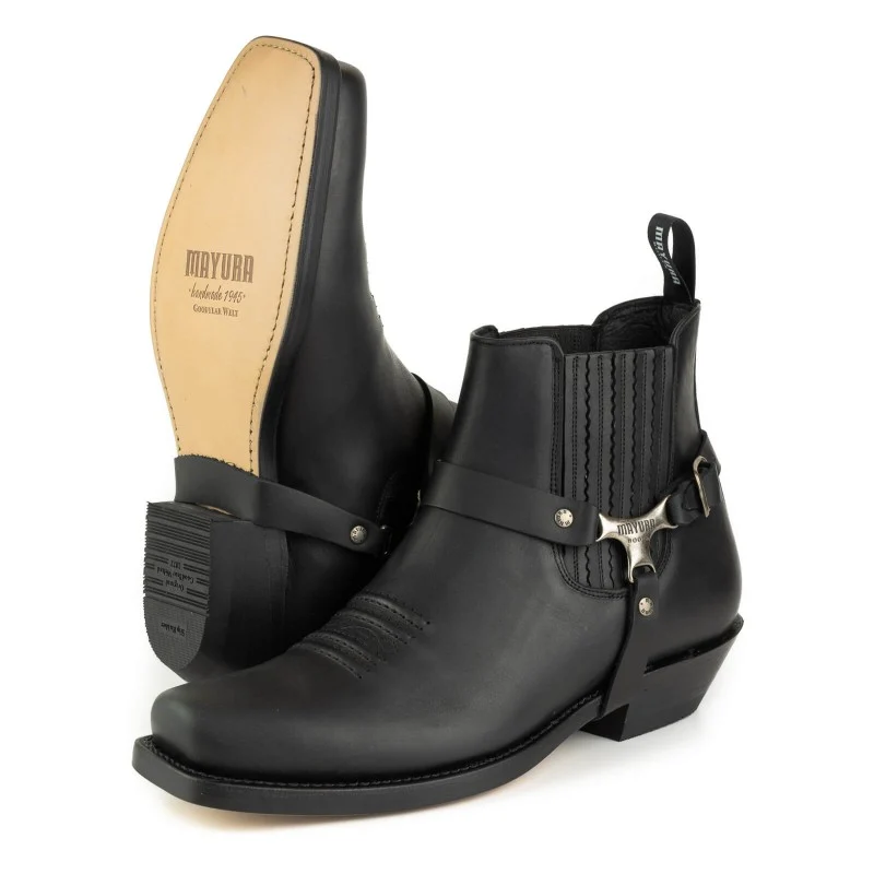 Herren-Biker-Motard-Stiefeletten 24 aus schwarzem Leder