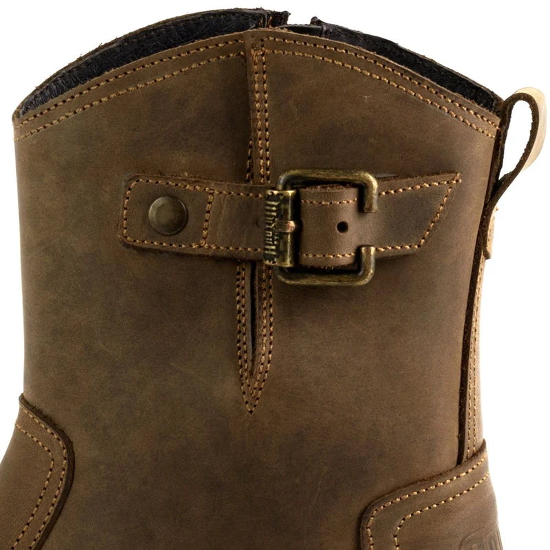 Biker Motard Stiefeletten für Damen und Herren 05 Braunes Leder