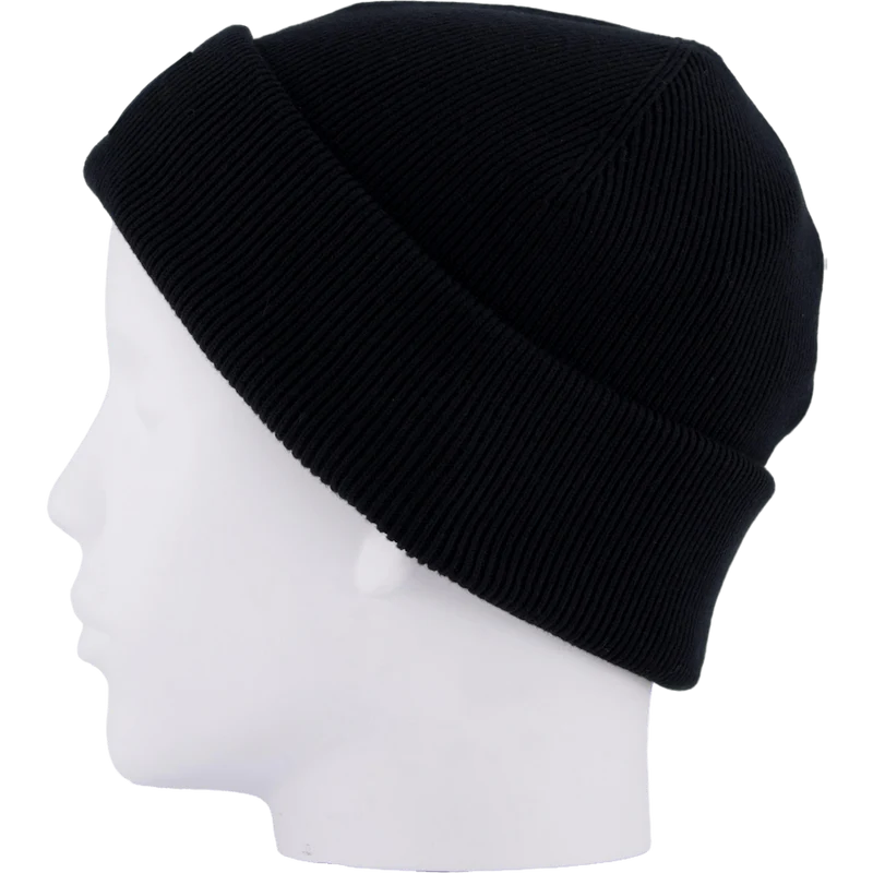Ribbed Cotton Badge Beanie Noir 031