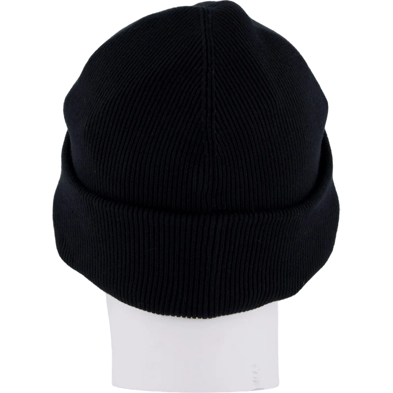 Ribbed Cotton Badge Beanie Noir 031