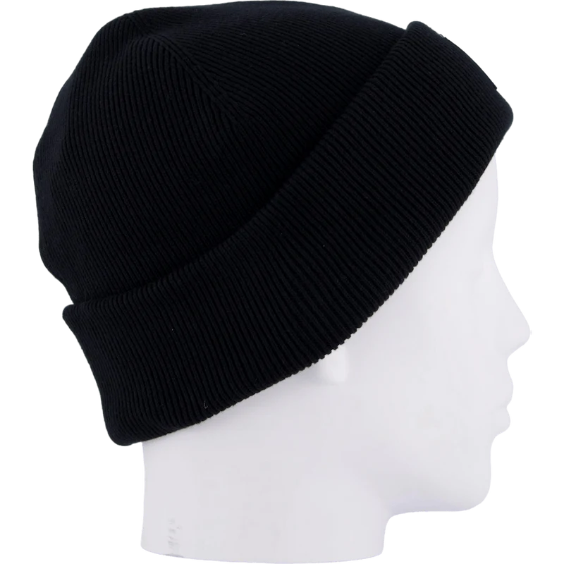Ribbed Cotton Badge Beanie Noir 031